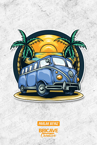 Bricave Retro Camping Van Sticker Araba Motosiklet Kask Laptop Cam Etiket Sti...
