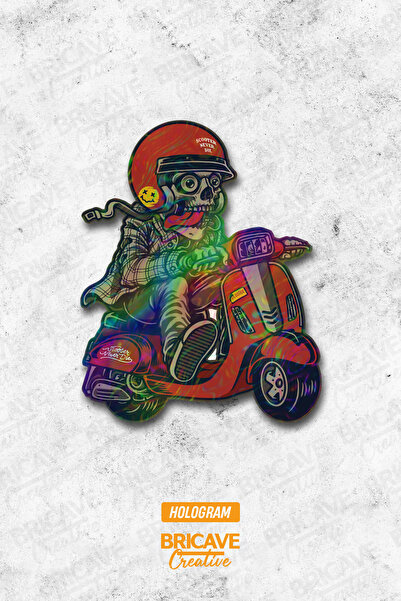 Bricave Vespa Rider Sticker Araba Motosiklet Kask Laptop Cam Etiket Sticker 8...