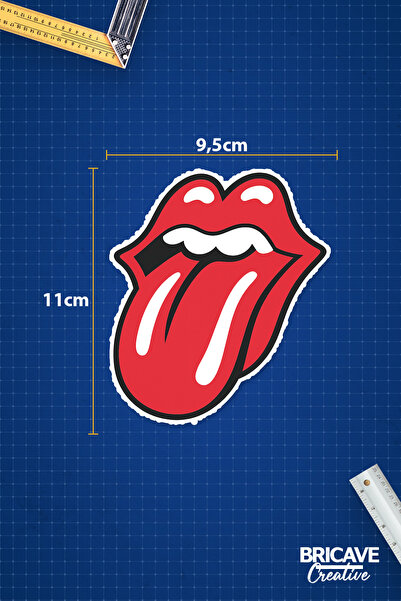 Bricave Rock’n Roll Lips Dilli Dudak Sticker Araba Motosiklet Kask Laptop Cam Etiket Sticker 9,5x11cm B1