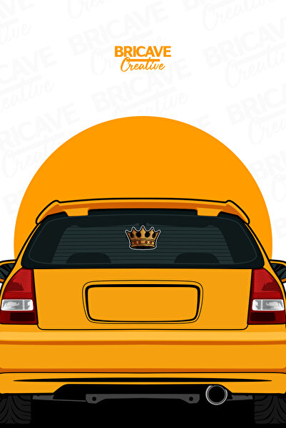 Bricave Altın Kraliyet Tacı Sticker Araba Motosiklet Kask Laptop Cam Etiket Sticker 10x7,3cm B2