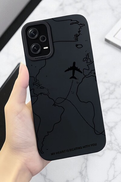 KVK PRİVACY Xiaomi Note 12 Pro 5G Uyumlu – Harita Desenli, Yumuşak Silikon Kılıf, Darbeye Karşı Dayanıklı Kapak