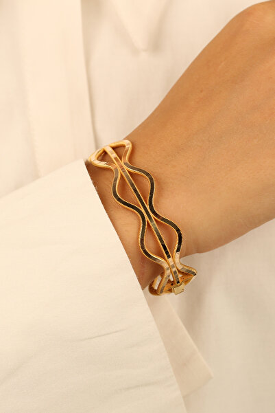 Çgk Çiğdem Gürel Kuyumculuk 14K 3'lü Ajda Düz Zikzak Altın Bilezik