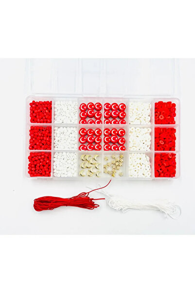 HASAN ERDOĞAN Kırmızı Beyaz Türk Bayraklı Fimo Boncuk Kum Boncuk Takı Yapım S...