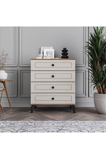 MONZIO Panjur 4 Çekmeceli Şifonyer %100 MDF