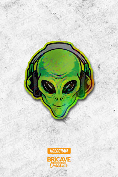 Bricave Uzaylı Sticker Araba Motosiklet Kask Laptop Cam Etiket Sticker 9,8x11...