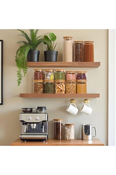 Home Zone Clear Round Glass Food Storage Container with Sealing Wooden Lid, Stackable Spice Jar, for Sugar, Te