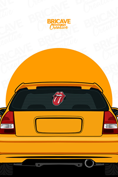 Bricave Rock’n Roll Lips Dilli Dudak Sticker Araba Motosiklet Kask Laptop Cam Etiket Sticker 9,5x11cm B1