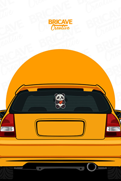 Bricave Kalpli Panda Sticker Araba Motosiklet Kask Laptop Cam Etiket Sticker 7,3x11cm B1