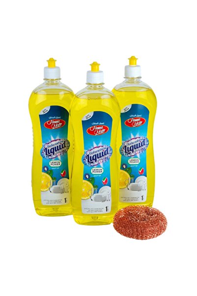 Homemate سائل غسيل الأطباق هوم ميت برائحة الليمون، 3 عبوات × 1 لتر - تنظيف قوي، إزالة الدهون + عرض