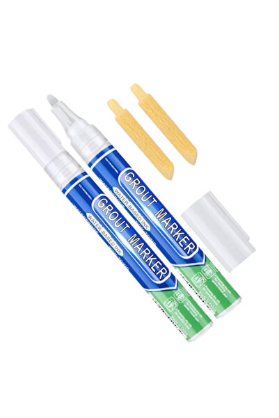 TrioStore Set of 2X Permanent Corrective Paste Markers for Covering Tile Joints, White, 15 ML