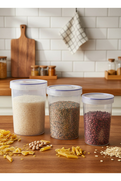 ELDİPA Set of 3 Storage Containers with Seals |   Screw Cap 600 ml – 1100 ml – 1500 ml