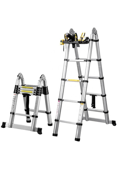 HAS-TEC Alüminyum Çift Yönlü Teleskopik Merdiven | 6+6 Basamak - 3.8 Metre