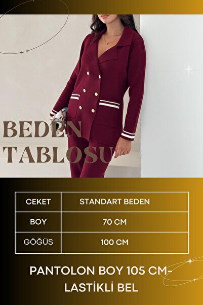 Moda Amore Knitwear Double Set with Jacket and Pants |   Gray, White, Burgundy, Black 3006