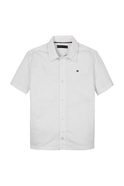 Tommy Hilfiger Boys White Stretch Oxford Short Sleeve Shirt