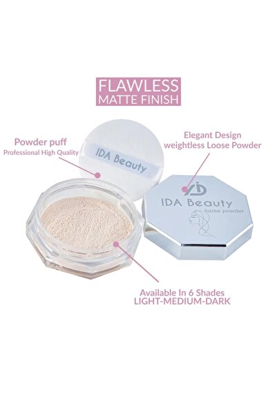 IDA Beauty Weightless Loose Setting Powder | Long-Lasting, Flawless Matte Finish (Glam 03,8g)