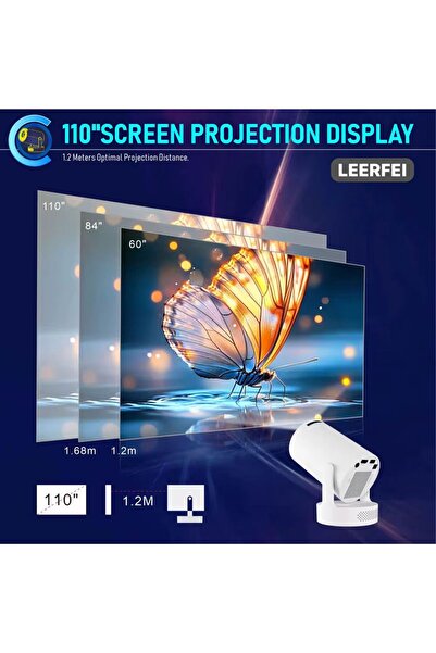LEERFEI HY300 PROMAX Bataryalı Projeksiyon Cihazı Taşınabilir 4K Destekli 1080P Android Sistemli Projektör
