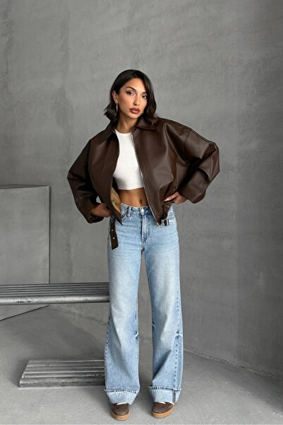 Helen Goods Νέα σεζόν Bomber Γυναικείο δερμάτινο μπουφάν Oversize