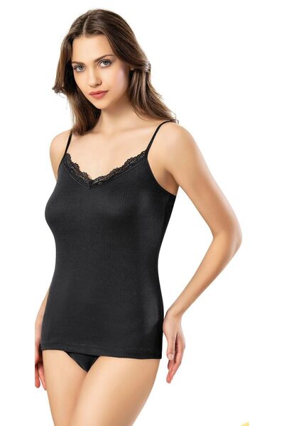 MASSİMO CALZE Women's 2-Piece Lace Ribbed Tank Top – Casual Elegance and Comfort – with Surprise Gift