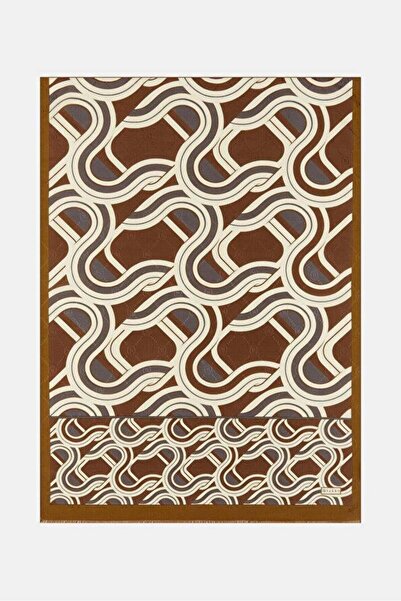 Vakko Şal din mătase din bumbac cu modele geometrice 41706-Maro