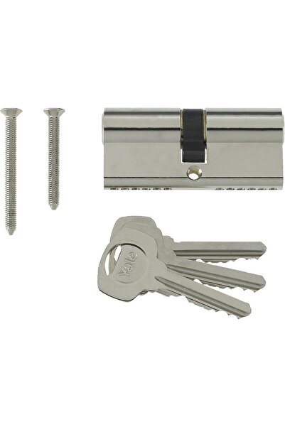 Yale Euro Double Cylinder, 3 Keys Included, Standard Security, Nickel Finish, 30:10:30 (70 mm)