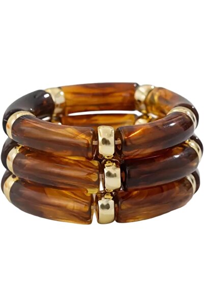 Just Pretty Corner مجموعة أساور أنيقة من الخيزران المرن مع لمسات ذهبية، مكونة...