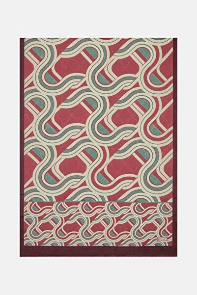 Vakko Βαμβακερό μεταξωτό σάλι με γεωμετρικό σχέδιο 41706-Βουργουνδία