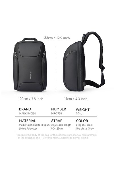 Mark Ryden MR-7730 Future Series Crossbody Bag, Waterproof Oxford with iPad Pocket & Multi-Pockets