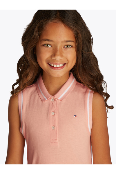 Tommy Hilfiger Tommy Hilfiger Girls Coral Ice Broderie Anglaise Sleeveless Polo Dress