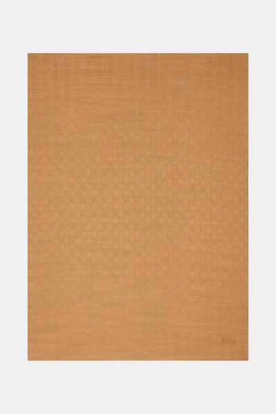 Vakko Памучен копринен шал с монограм 300116-Камел