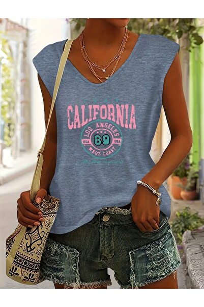 Deocept تي شيرت نسائي مطبوع من كاليفورنيا