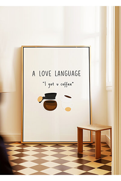 ARTHOUSECOLLECTIVE Poster cu cafea - O limbaj de dragoste - Ilustrație minimalistă cu cafea - Poster fără cadru în dimensiuni de tablou
