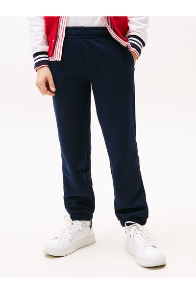 Tommy Hilfiger Kids Dark Night Navy Flag Embroidery Cuffed Joggers