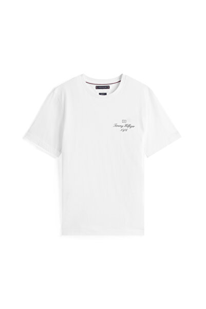Tommy Hilfiger Boys White Outline Flag Script Crew Neck T-Shirt