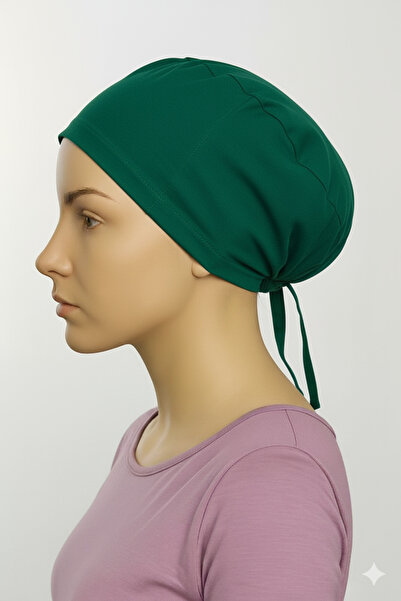 SARE NEHİR Dikişsiz Bağlı Bone(Eşarp altı likralı viskon penye tesettür bone)