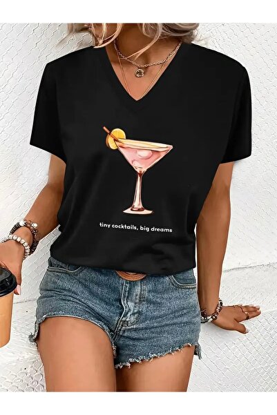 Deocept TRIOU DE FEMEI OVERSIZE CU GÂRDA IN V CU PRINT TINY COCKTAILS