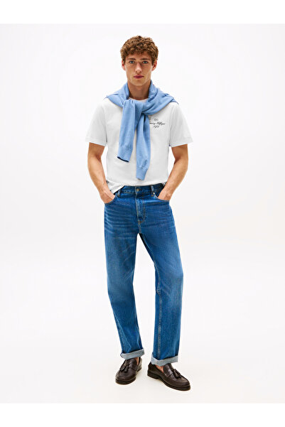 Tommy Hilfiger Boys White Outline Flag Script Crew Neck T-Shirt