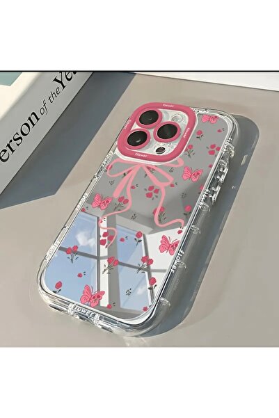 Tasarım Çiçekli aynalı kelebekli telefon kılıfı ıphone 13/14 telefon kılıfı