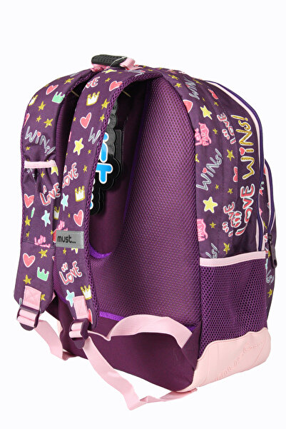 MUST 585009 Love Wins Double Pocket Elementary School Backpack-Purple