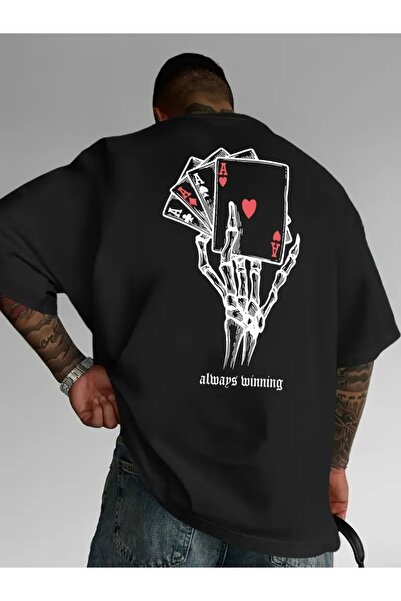 Deocept Skibble Paper and Skeleton Hand Printed Oversize Crew Neck T-Shirt