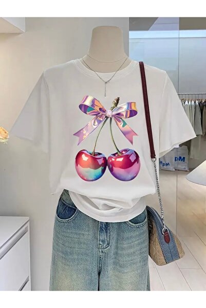 Deocept TRICOU OVERSIZE CU IMPRIMEU METALIC DE CIREȘE