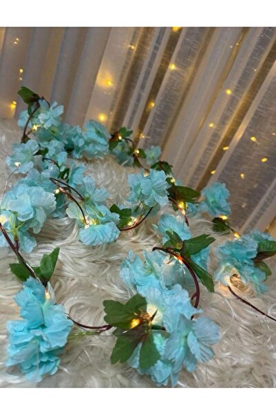 Happyland Yapay Çiçek Bahar Dalı Sarkıt Mavi Renk 3m Günışığı Ledli Işıklı Sarkıt 180cm HPY-26200