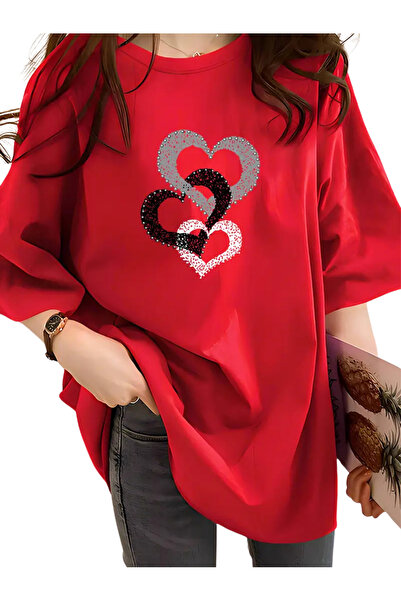 Deocept 3-Pack Heart Printed Oversize T-Shirt