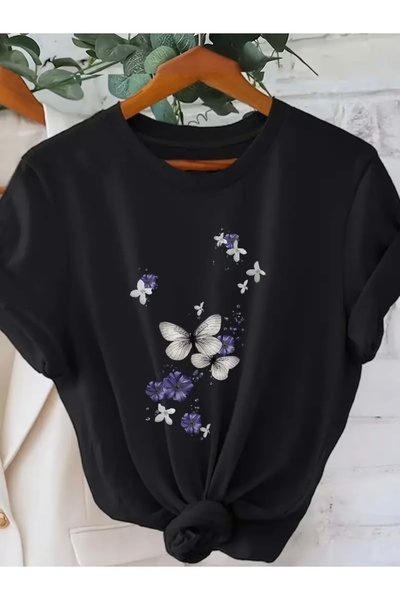 Deocept TRICOU OVERSIZE CU GULER CICĂRȘIT CU IMPRIMEU FLORI