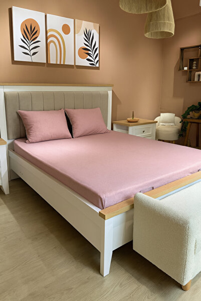 O&Co. ملاءة مطاطية مزدوجة من قماش رانفورس مقاس 160×200 + 2 غطاء وسادة