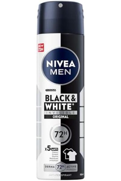NIVEA مزيل العرق الأصلي للرجال من إنفيزيبل بلاك آند وايت، 150 مل