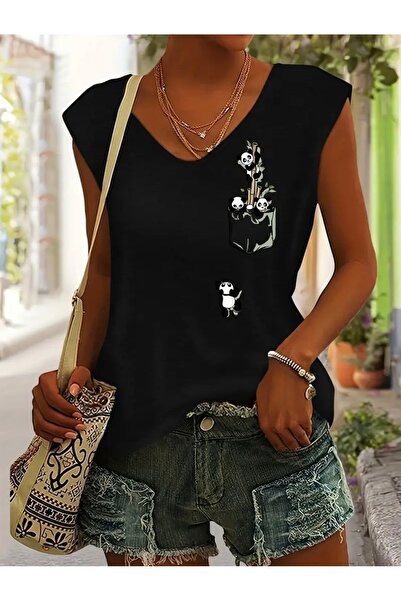 Deocept تي شيرت نسائي بدون أكمام مطبوع عليه YUSUFÇUK