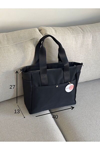 BAGLOVİS Collar Satin Fabric Black Women's Shoulder Bag En40 Size27