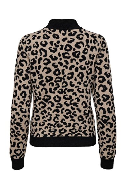 ONLY Onlibi Jq Ls High Neck Cc Knt Half Turtleneck Leopard Print Knitwear Sweater