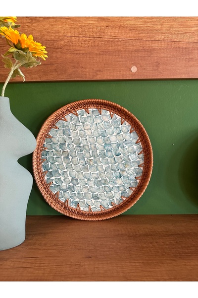 aysekizdesign Sedefli Rattan Tepsi 30cm