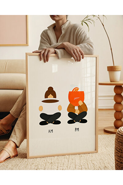 ARTHOUSECOLLECTIVE Cafea și cocktail - Ilustrație AM, PM - Poster fără cadru în dimensiuni de tablou